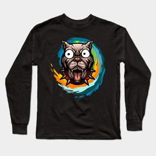 Funny Bulldog with Huge Bulging Eyes in a Spiral Long Sleeve T-Shirt